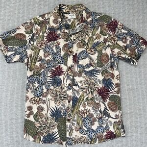 Hurley Men Short Sleeve Shirt S Desert Cactus Scorpion Print Button Up Cotton